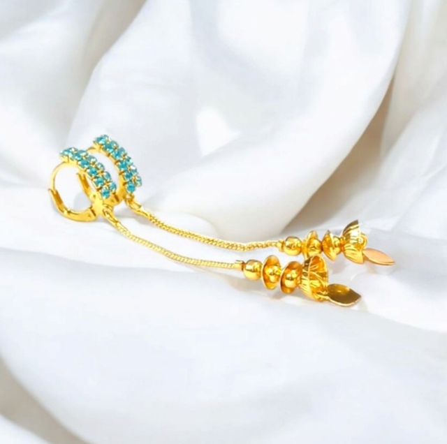 Turquoise Blue Huggie Hoop Drop Dangle Earrings