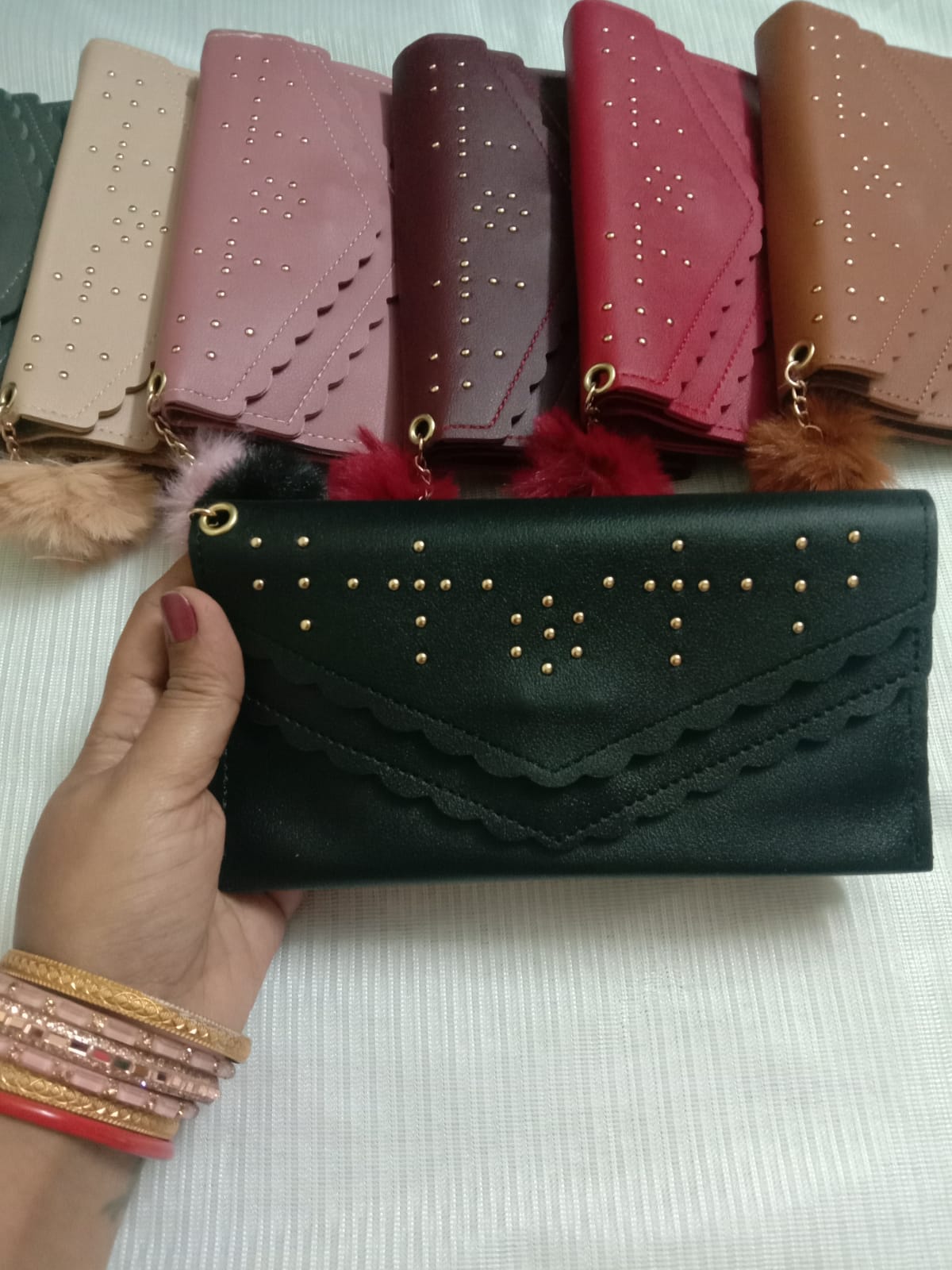 Women’s Black  Fashion Wallet with Gold Stud Accents
