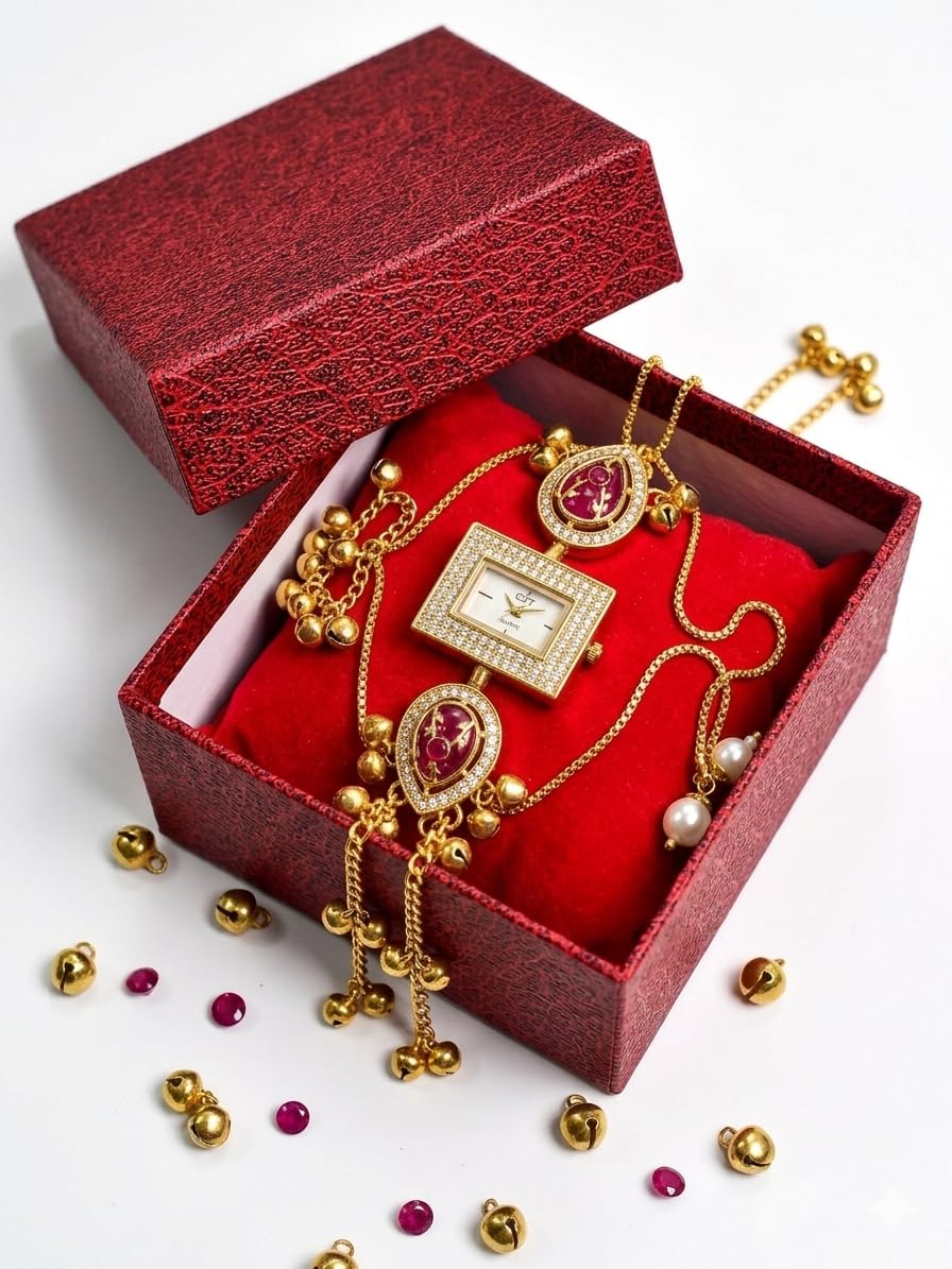 Royal Kashmiri Kundan Pendant Watch with Ghungroo Droplets - Image 3